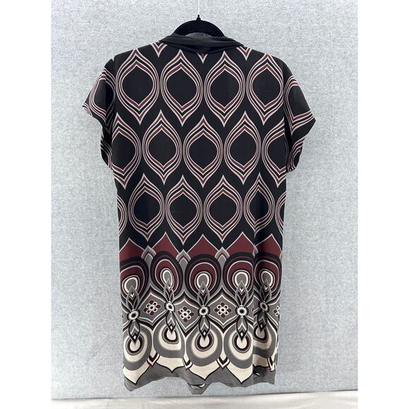 Tibi Women's sz 6 Tribal Print 100% Silk Shift Dress Tunic Mini Cap Sleeve Fall - Picture 6 of 10